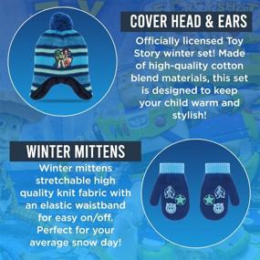 img 3 attached to 🚀 Disney Toy Story Buzz Lightyear Toddler Winter Hat and Snow Gloves Set for Boys - Soft Mittens with Warm Pom-Pom Beanie