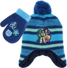 img 4 attached to 🚀 Disney Toy Story Buzz Lightyear Toddler Winter Hat and Snow Gloves Set for Boys - Soft Mittens with Warm Pom-Pom Beanie