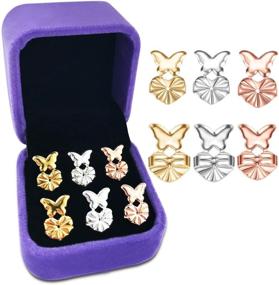 img 4 attached to 🦋 Hypoallergenic 925 Sterling Silver Earring Back Lifters - Set of 3 Pairs, Adjustable Secure Backings for Women, Earring Lifts for Ear Lobe Support, Includes Jewelry Case (Butterfly Design)