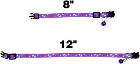 img 1 attached to 🐾 PACCOMFET Set of 6 Breakaway Cat Collars - Adjustable, Colorful Nylon Safety Pet Collar with Printed Footprints and Bells