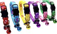 🐾 paccomfet set of 6 breakaway cat collars - adjustable, colorful nylon safety pet collar with printed footprints and bells logo