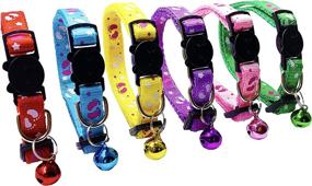 img 2 attached to 🐾 PACCOMFET Set of 6 Breakaway Cat Collars - Adjustable, Colorful Nylon Safety Pet Collar with Printed Footprints and Bells