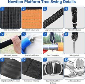 img 3 attached to 🌳 Newtion 700lbs Giant 60" Platform Tree Swing for Kids and Adults - Durable Steel Frame, 2 Handles, Hanging Straps, Carabiners - Ideal for Outdoor/Indoor Use in Tree, Porch, Backyard, Playground