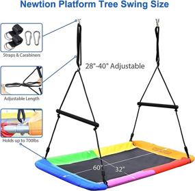 img 1 attached to 🌳 Newtion 700lbs Giant 60" Platform Tree Swing for Kids and Adults - Durable Steel Frame, 2 Handles, Hanging Straps, Carabiners - Ideal for Outdoor/Indoor Use in Tree, Porch, Backyard, Playground