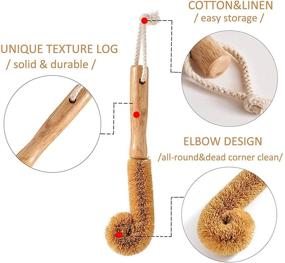 img 2 attached to Long-Handled Bottle Brush for Narrow Neck Water Bottles - Safe, Durable Coconut Palm Cleaning Tool for Baby Bottles and Glassware - Easy Storage