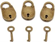 🔐 pack of 3 mini bronze antique padlocks - small metal archaize style locks with keys логотип