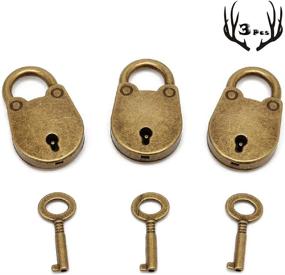 img 3 attached to 🔐 Pack of 3 Mini Bronze Antique Padlocks - Small Metal Archaize Style Locks with Keys