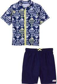 img 4 attached to SwimZip™ Kids' Little Zippered Sleeve Swimsuit - Boys' Swimwear for Optimal Sun Protection
