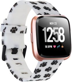 img 4 attached to Заменяемые ремешки Fitbit Versa: стильные узоры для часов для женщин и мужчин (маленький/большой)