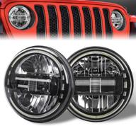 продуктовый заголовок на русском: "🚗 обновите фары вашего jeep wrangler: черные фары диаметром 7 дюймов с белым гало кольцом для jk, jku, tj, lj, jl, hummer h1, h2 логотип