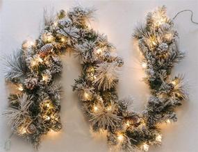 img 3 attached to 🎄 Festive Illumination: CraftMore Frosted Holiday Pine Garland with Lights 6 Feet