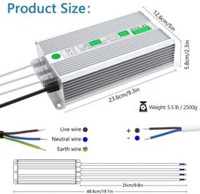 img 3 attached to 💡 SHNITPWR Водонепроницаемый LED драйвер 300 Вт 12 В 25A источник питания - низковольтный трансформатор для наружного освещения, аквариумных светильников, рекламных дисплеев, видеокамер CCTV - адаптер-конвертер переменного тока 85-130 В переменного тока на постоянный ток 12 Вольт