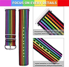 img 3 attached to 🌈 Bandmax Rainbow Fitbit Versa LGBT Nylon Bands - Black Bottom Breathable Wristband Accessories with Silver Metal Buckle