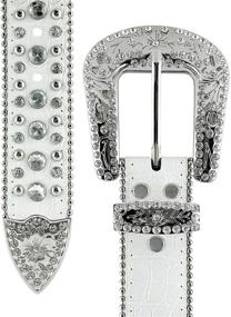 img 2 attached to 🤠 Handcrafted Western Cowgirl Women's Belts with Rhinestone Jeweled Studs