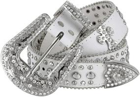 img 4 attached to 🤠 Handcrafted Western Cowgirl Women's Belts with Rhinestone Jeweled Studs