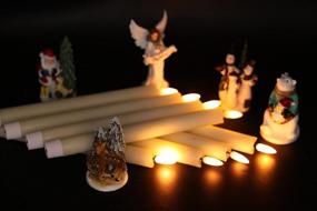 img 1 attached to 🕯️ Wondise Flickering Flameless Taper Candles - Battery Operated with Timer, 9 Inch Real Wax Ivory 3D Wick LED Taper Candle, Warm Light for Christmas Wedding Indoor Decoration - Set of 6 (0.78 x 9.64 Inch)