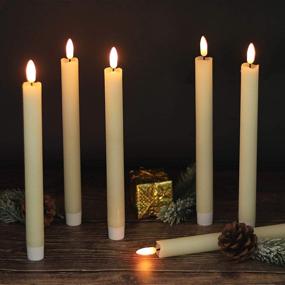 img 3 attached to 🕯️ Wondise Flickering Flameless Taper Candles - Battery Operated with Timer, 9 Inch Real Wax Ivory 3D Wick LED Taper Candle, Warm Light for Christmas Wedding Indoor Decoration - Set of 6 (0.78 x 9.64 Inch)