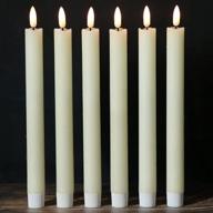 🕯️ wondise flickering flameless taper candles - battery operated with timer, 9 inch real wax ivory 3d wick led taper candle, warm light for christmas wedding indoor decoration - set of 6 (0.78 x 9.64 inch) логотип