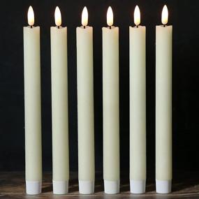 img 4 attached to 🕯️ Wondise Flickering Flameless Taper Candles - Battery Operated with Timer, 9 Inch Real Wax Ivory 3D Wick LED Taper Candle, Warm Light for Christmas Wedding Indoor Decoration - Set of 6 (0.78 x 9.64 Inch)