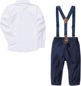 img 3 attached to Adorable SANGTREE Baby & Little Boy Tuxedo Outfit: Plaids Shirt + Suspender Pants for a Stylish Look