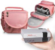 🎒 orzly travel & storage bag for nintendo nes classic edition - pink, fits console, cable, controllers - includes shoulder strap & carry handle logo