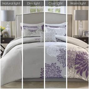 img 3 attached to 🌸 Comfort Spaces Enya Comforter Set-Modern Floral Design: All Season Purple Bedding with Matching Shams, Bedskirt, and Decorative Pillows in Queen Size