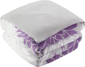 img 1 attached to 🌸 Comfort Spaces Enya Comforter Set-Modern Floral Design: All Season Purple Bedding with Matching Shams, Bedskirt, and Decorative Pillows in Queen Size