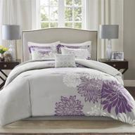 🌸 набор постельного белья comfort spaces enya - современный цветочный дизайн: фиолетовое постельное белье на все сезоны соответствующее наволочкам, юбкой для кровати и декоративными подушками в размере queen. логотип