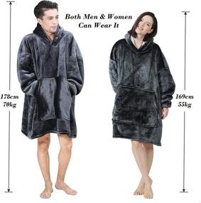 img 3 attached to 🧥 Adult Dark Gray Oversized Wearable Blanket Hoodie - Ultra Soft Microfiber Fleece Sherpa Hooded Blanket Sweatshirt with Pocket for Exceptional Warmth and Comfort