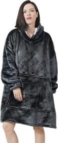 img 4 attached to 🧥 Adult Dark Gray Oversized Wearable Blanket Hoodie - Ultra Soft Microfiber Fleece Sherpa Hooded Blanket Sweatshirt with Pocket for Exceptional Warmth and Comfort