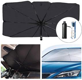 img 4 attached to 🌞 Sedan SUV Car Sun Shade: Ultimate UV and Heat Protection - Foldable Windshield Sun Shade Umbrella (57''x 31'')