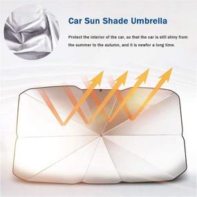 img 3 attached to 🌞 Sedan SUV Car Sun Shade: Ultimate UV and Heat Protection - Foldable Windshield Sun Shade Umbrella (57''x 31'')