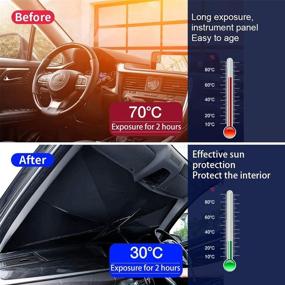 img 1 attached to 🌞 Sedan SUV Car Sun Shade: Ultimate UV and Heat Protection - Foldable Windshield Sun Shade Umbrella (57''x 31'')