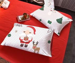 img 2 attached to 🎄 Festive Christmas Tree Deer Santa Claus Bedding Set - White Queen Size, Quilt Cover Set (No Comforter Included)