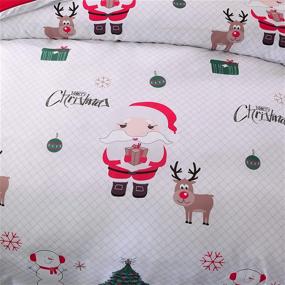 img 1 attached to 🎄 Festive Christmas Tree Deer Santa Claus Bedding Set - White Queen Size, Quilt Cover Set (No Comforter Included)