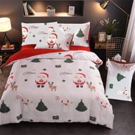 🎄 festive christmas tree deer santa claus bedding set - white queen size, quilt cover set (no comforter included) logo