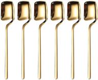 ☕️ stylish and versatile coffee spoons set - 5.6 inches teaspoons, premium stainless steel, gold finish - perfect for tasting, sugar, tea, ice cream - set of 6 logo