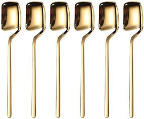 img 4 attached to ☕️ Stylish and Versatile Coffee Spoons Set - 5.6 Inches Teaspoons, Premium Stainless Steel, Gold Finish - Perfect for Tasting, Sugar, Tea, Ice Cream - Set of 6