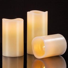 img 3 attached to Flameless Battery Operated Pillar Candles: Remote Control, Timer, Real Wax, LED, Gift Set (3 Pack)