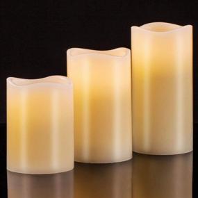 img 2 attached to Flameless Battery Operated Pillar Candles: Remote Control, Timer, Real Wax, LED, Gift Set (3 Pack)