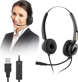 img 4 attached to 🎧 MCHEETA USB Headsets with Noise Cancelling Microphone - Ideal for Call Centers, Skype Calls, and Online Courses - Wired Phone Headset for Laptop, PC, and Computer