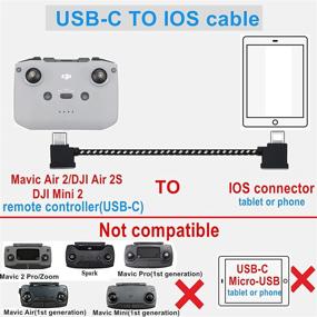 img 3 attached to 🔌 Высококачественный кабель Hanatora длиной 11,8 дюйма USB C к iOS для пульта управления для DJI Mini 2/Air 2S/Mavic Air 2 - эффективный передача данных RC и удлинительный кабель с прочным плетеным нейлоновым дизайном (разъем iOS, 1 фут)