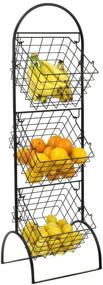 img 4 attached to 3-Tier Wire Market Basket Storage Stand for Fruit, Vegetables, Toiletries, Household 🥦 Items - Stylish Tiered Serving Stand Baskets for Kitchen and Bathroom Organization (3 Tier)