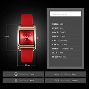 img 2 attached to ⌚ Стильные деловые повседневные женские наручные часы с красным кожаным ремешком - квадратный дизайн