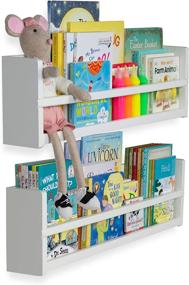 img 4 attached to 📚 Brightmaison Polynez Wood Floating Shelves for Wall &amp; Book Storage – Set of 2, 30&#34;, White – Ideal for Nursery, Kids Room or Multiuse Wall Shelf