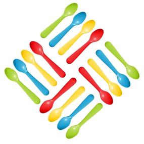 img 4 attached to 🥄 Plaskidy Plastic Toddler Spoons - Set of 16 BPA-Free Kids Spoons: Brightly Colored, Dishwasher Safe, and Perfect for Kids and Toddlers