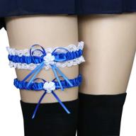 💙 labjuly royal blue bridal wedding garter set - lace bow & elastic band for women's prom, keepsake & toss away (royal blue) logo