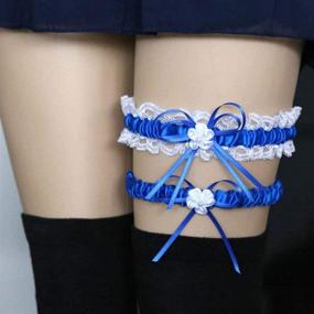 img 1 attached to 💙 LABJULY Royal Blue Bridal Wedding Garter Set - Lace Bow & Elastic Band for Women's Prom, Keepsake & Toss Away (Royal Blue)