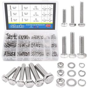 img 4 attached to 🔩 Glarks 510-Piece Assortment Kit of Stainless Steel Flat Hex Screws, Bolts, Nuts, Lock Washers, and Flat Gasket Washers
