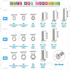 img 3 attached to 🔩 Glarks 510-Piece Assortment Kit of Stainless Steel Flat Hex Screws, Bolts, Nuts, Lock Washers, and Flat Gasket Washers